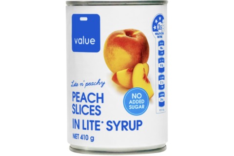 Value Peach Slices In Lite Syrup 410g