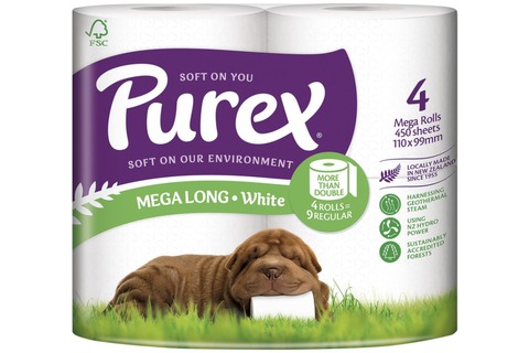 Purex Mega Long White 2 Ply Toilet Rolls 4pk