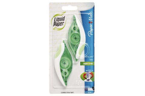 Liquid Paper Dryline Grip Correction Tape - Twin Pack White