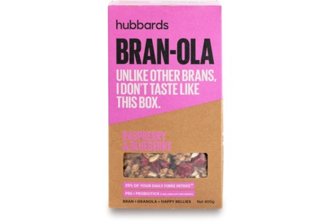 Hubbards Branola Bran Raspberry Blueberry 400g*