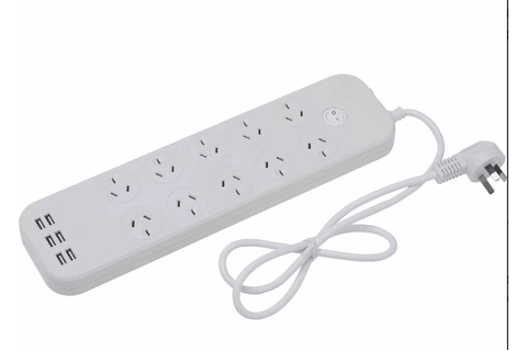 Black+Decker Surge Protection Powerboard  10 way with 6 USB