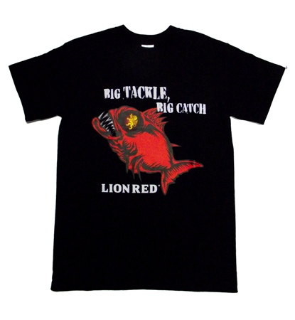 Lion Red BLACK Tee - Angry Snapper Print SML