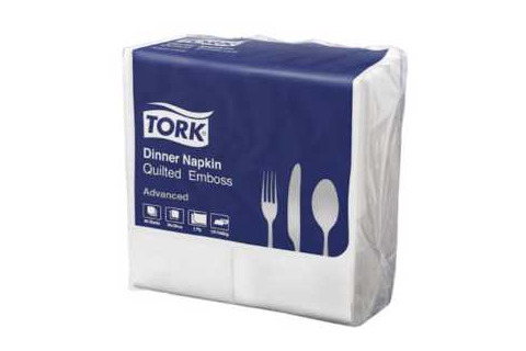 Tork Dinner Napkin Quilted 2ply White 1/4 Fold-400mm x 400mm (100)