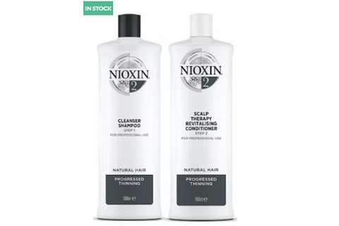 NIOXIN - System 2 Duo 1000ml - Shampoo & Conditioner for Natural Hair Progressed Thinning 