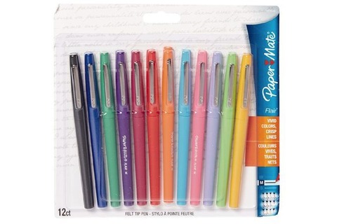 Paper Mate Flair Pens Assortment Fashion Colours 12 Pack