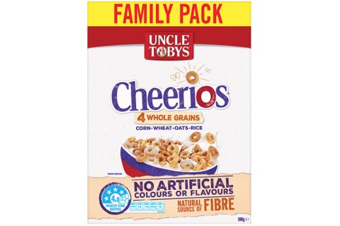 Uncle Tobys Cheerios Cereal 4 Wholegrains 580g Family Pack*