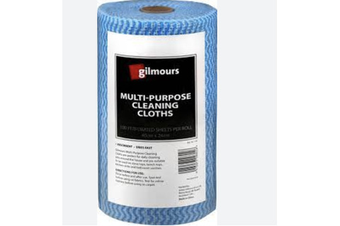 GILMOURS  Multi Purpose Cleaning Cloths Easy Tear Roll (100)